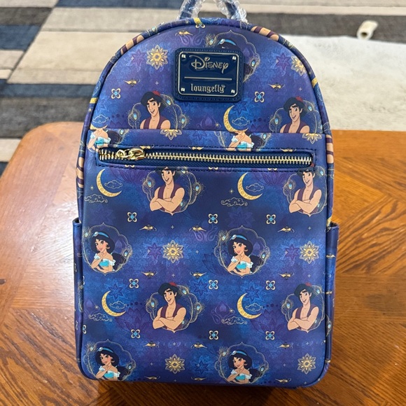 Loungefly Handbags - Loungefly Disney Aladdin Jasmine Navy Purple Mini Backpack